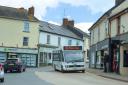 The 381 bus in Ottery St Mary town centre