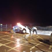 Multi agency rescue as car is swept out to sea at Sidmouth