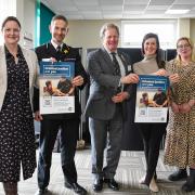 Police and Crime Commissioner Alison Hernandez, Deputy Chief Constable David Thorne, High Sheriff of Cornwall Toby Ashworth, with victims campaigners Alexis Bowater OBE and Jessica Cain at the launch of Criminal Justice and You