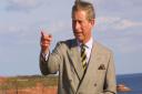 Prince Charles at the unveiling of the Geoneedle at Orcombe Point in October 2002