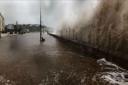 Photo of waves battering Exmouth's existing sea wall during 'Storm Callum' in October. Picture: Tom Hurley