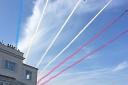 The Red Arrows in the sky above Sidmouth. Picture: Pamela Gordon-Lee