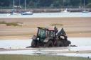 A tractor stuck in the mud on the Exe Estuary. Picture: Ian Huxtable