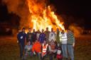 Some of the organisers by the bonfire during Tar Barrel night