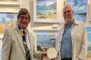 Roger Marks (on the left), the Chair of the Sidmouth Society of Artists, and guest artist David Norman