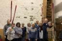 The group of ringers in the bell chamber at Sidmouth Parish Church