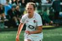 Ellie Wood playing for England.