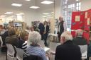 Author John Hall giving a talk about his new book at Ottery Library.