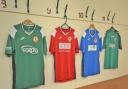 The four Sidmouth Town team shirts hanging in the Manstone Lane dressing room. Now all the Vikings want - understandably - is to get back to playing. Picture: JAY THORNE