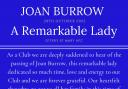 Tribute to Joan Burrow