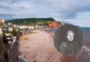 Sidmouth beach and, inset, Beatrix Potter