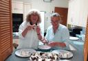 Annie & Sue preparing dessert