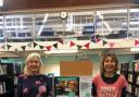 Sue Nicholson and Sharon Howe at the Veganuary stand in Sidmouth library in January 2023