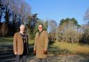 Cllr Chris Lockyear, Chair of Sidmouth Town Council, with Christopher Holland, Town Clerk, at the Knowle amphitheatre.