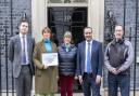 Anthony Mangnall MP, Dr Liz Dennis, Libby Price, Simon Jupp MP and Peter Kempton outside 10 Downing Street