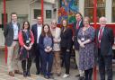Education Secretary Gillian Keegan (sixth from left) visiting Tipton St John Primary School