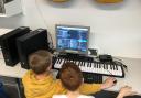 Children learning about music technology at Sidmouth College