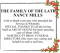 THE FAMILY OF THE LATE NANCY MILLS