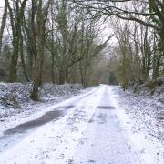 Light snow settled on country lanes such as here in East Hill. Picture: Simon Horn