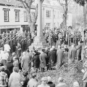 Sidmouth Remembrance day service. Ref shs Remembrance day Nost 1980. Picture: Sidmouth Herald archive