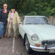 Nick Evans with Brian Pankhurst and the 50-year-old MG sports car