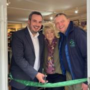 Simon Jupp cuts the ribbon at the new Fearne Animal Sanctuary charity shop in Sidmouth