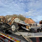 Recovering the wrecked 4x4 from Sidmouth's East Beach