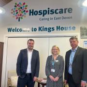 Simon Jupp MP with Ann Rhys, Clinical Director, and Andrew Randall, CEO, of Hospiscare