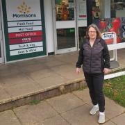 Cllr Jess Bailey outide the West Hill Morrisons shop and Post Office