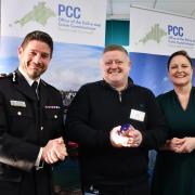 Acting Chief Constable Jim Colwell, Ian Adams and Police and Crime Commissioner Alison Hernandez at the annual volunteer celebration