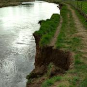 Erosion of 'Footpath 24' which runs close to the River Otter in many places