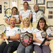 Sidford Tennis Club's ladies' team: back row left to right Linda Morton, Anna Rowson, Yvonne Anning; front row Roz Fox, Helen Terry, Suzanne Clapp
