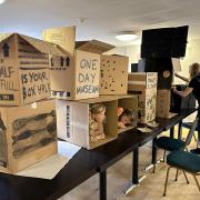 Cardboard boxes were turned into exhibits for the one-day museum