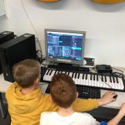 Children learning about music technology at Sidmouth College