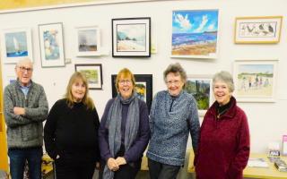 Members of Otter Vale Art Society at the exhibition