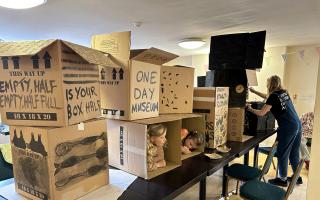 Cardboard boxes were turned into exhibits for the one-day museum
